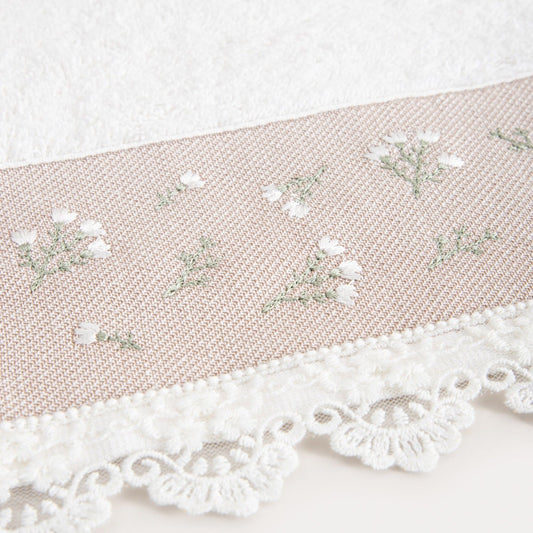 Velia Decorative Embroidered Bath Towel 70x130 cm Beige