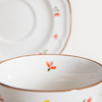 GRETA Ceramic Cup with Saucer and Flower Motif 0.2L