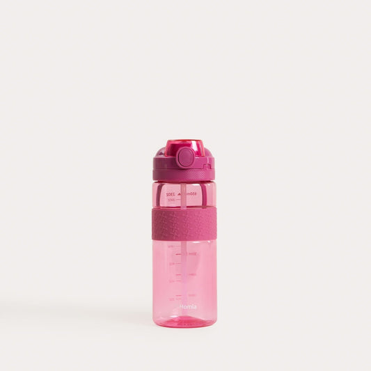 LONNA Pink Water Bottle with Measuring Cup 0.65L
