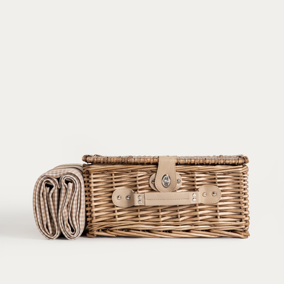 ELVORA Picnic Basket with Beige Lining and Mat 38x25.5x18 cm