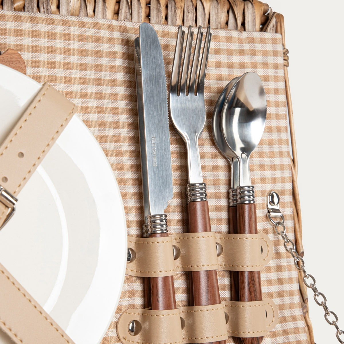 ELVORA Picnic Basket with Beige Lining and Mat 38x25.5x18 cm