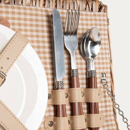 ELVORA Picnic Basket with Beige Lining and Mat 38x25.5x18 cm