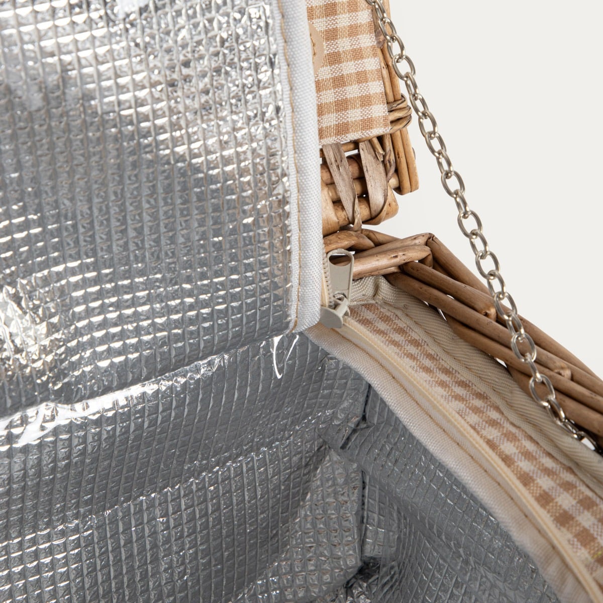 ELVORA Picnic Basket with Beige Lining and Mat 38x25.5x18 cm