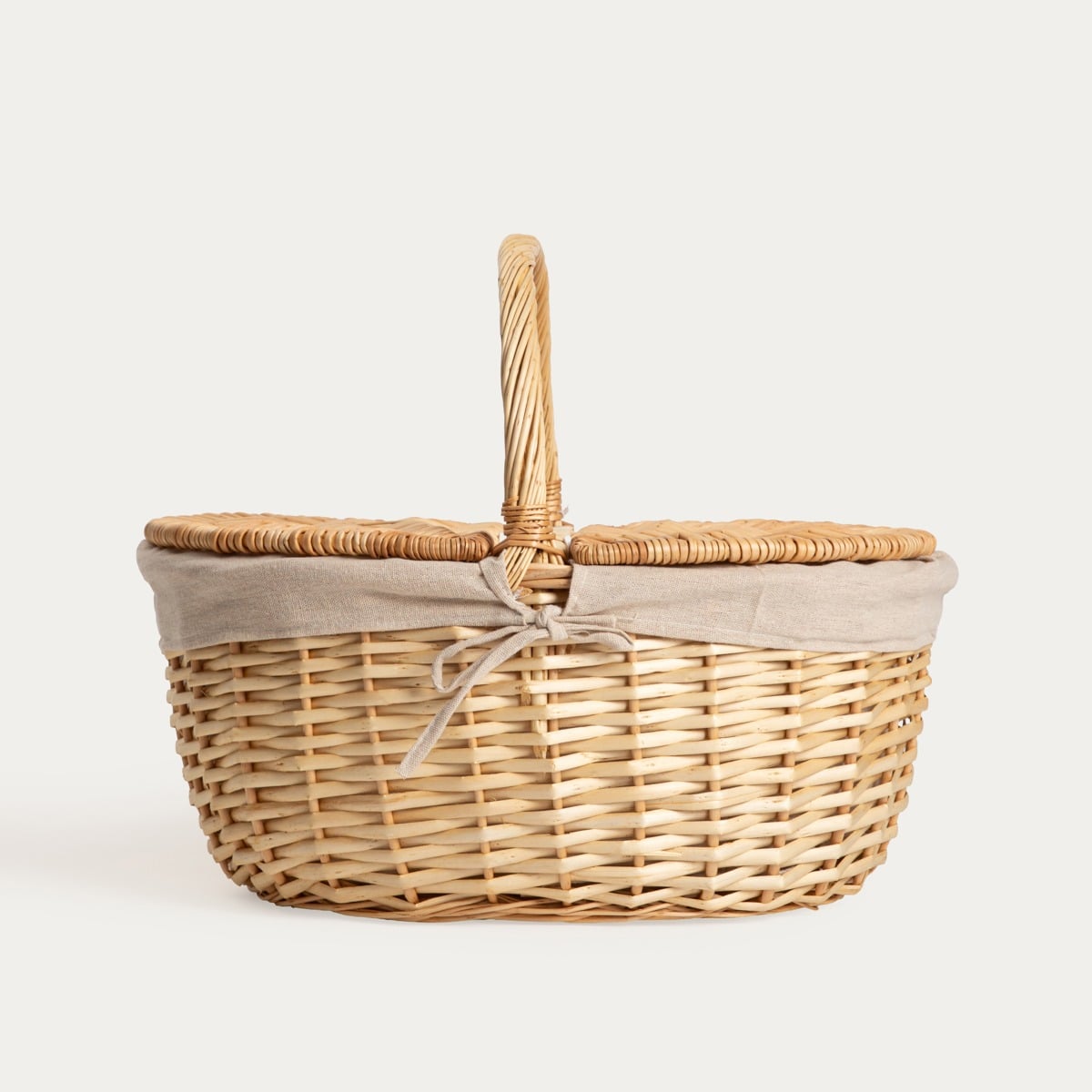 ELVORA Large Picnic Basket with Beige Lining 48x36 cm
