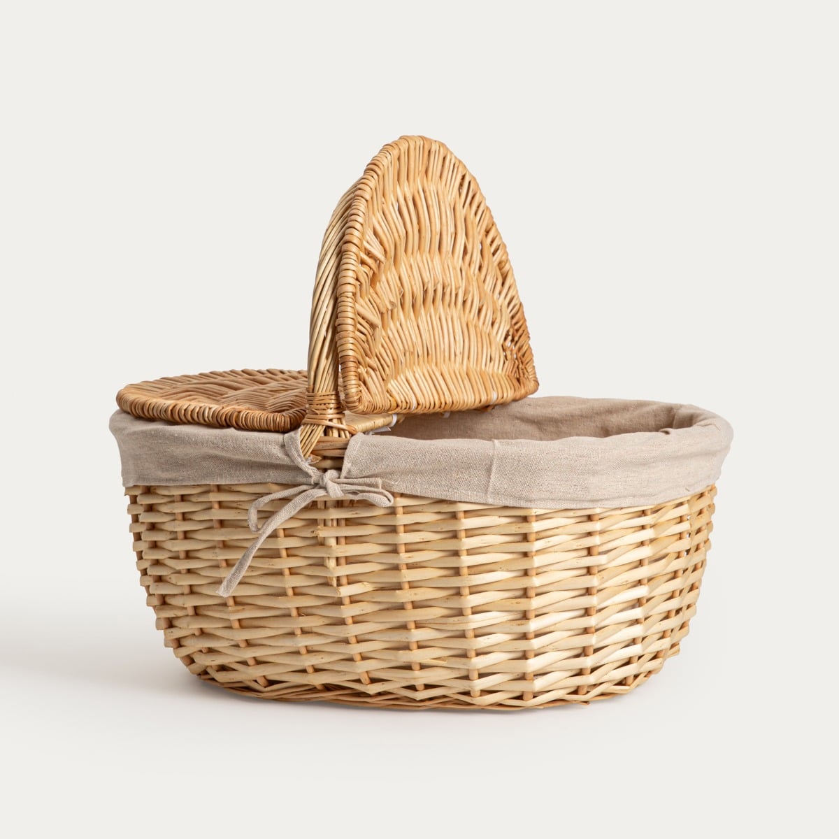 ELVORA Large Picnic Basket with Beige Lining 48x36 cm