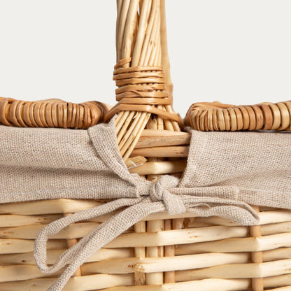ELVORA Large Picnic Basket with Beige Lining 48x36 cm