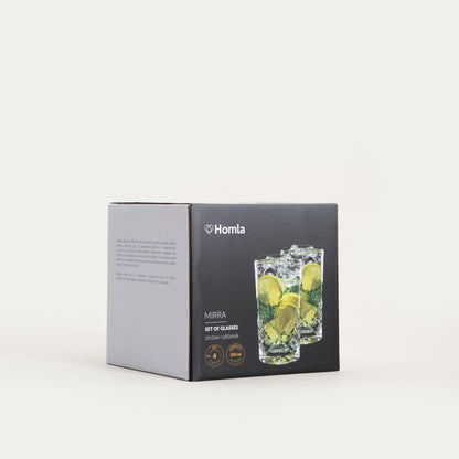 MIRRA Tall Glass Set of 4 - 0.35L Glass Mugs