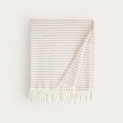 SORBO Beige Blanket with Fringe and Structured Pattern 150x200cm