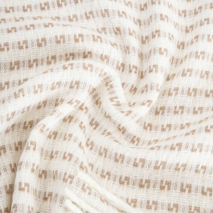 SORBO Beige Blanket with Fringe and Structured Pattern 150x200cm