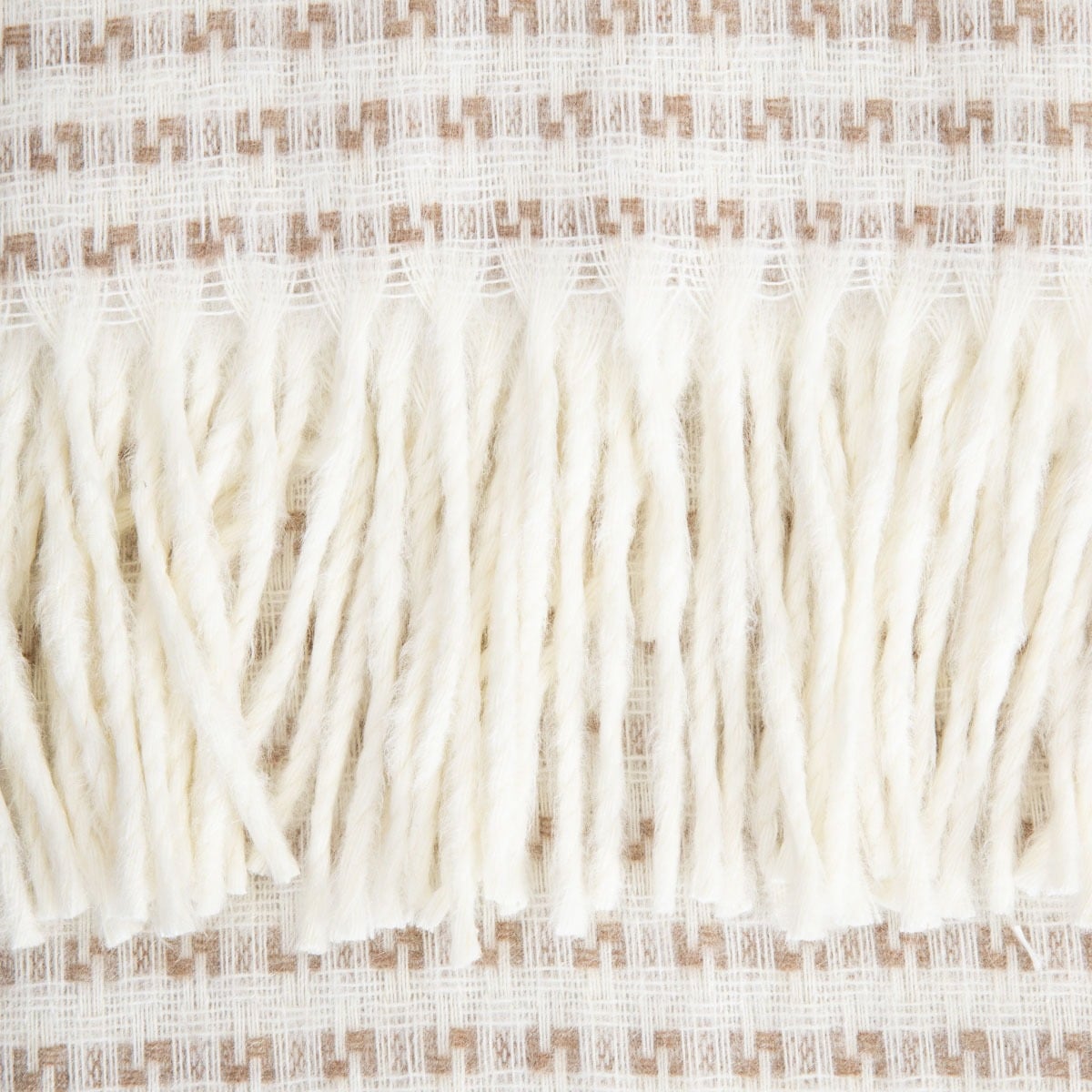 SORBO Beige Blanket with Fringe and Structured Pattern 150x200cm