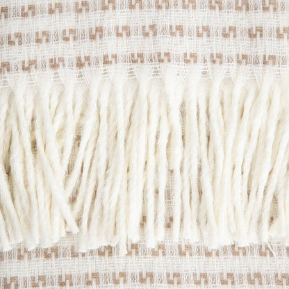SORBO Beige Blanket with Fringe and Structured Pattern 150x200cm