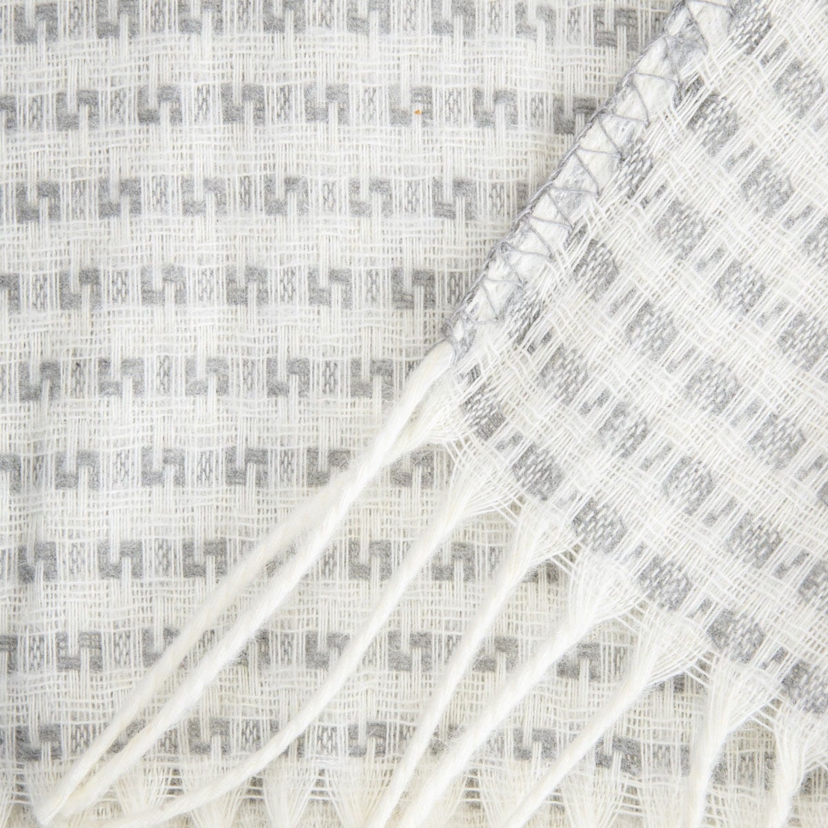 Koc SORBO Gray Blanket with Fringes and Structural Pattern 150x200cm