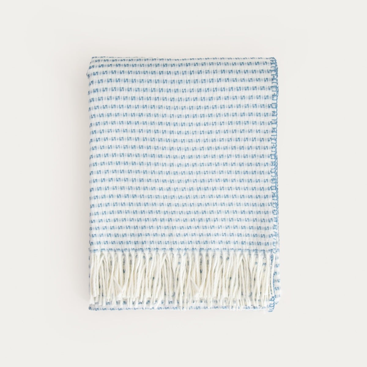 SORBO Blanket with Fringe and Structured Blue Pattern 150x200cm