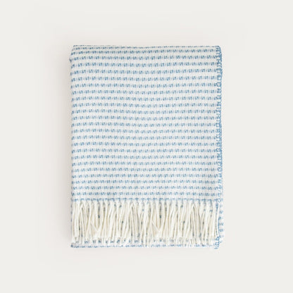 SORBO Blanket with Fringe and Structured Blue Pattern 150x200cm