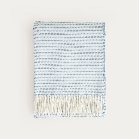 SORBO Blanket with Fringe and Structured Blue Pattern 150x200cm