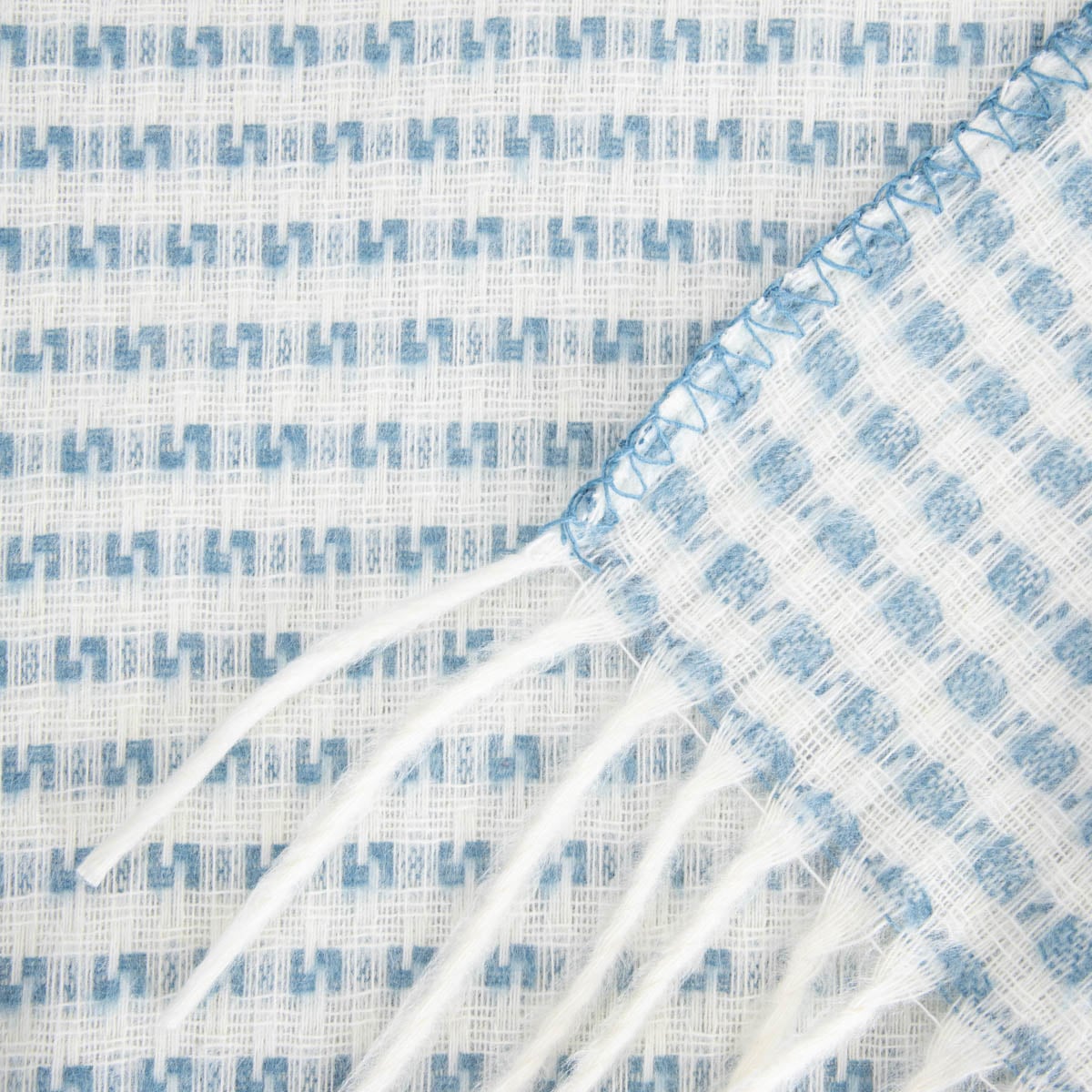 SORBO Blanket with Fringe and Structured Blue Pattern 150x200cm