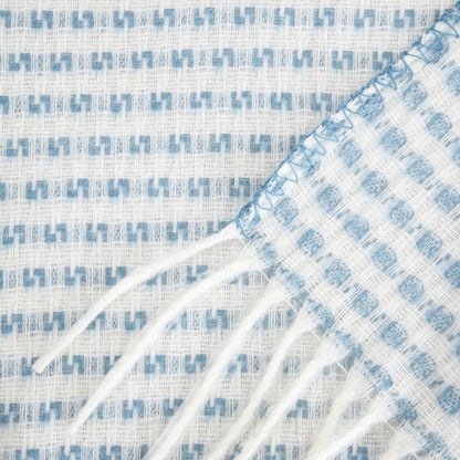 SORBO Blanket with Fringe and Structured Blue Pattern 150x200cm