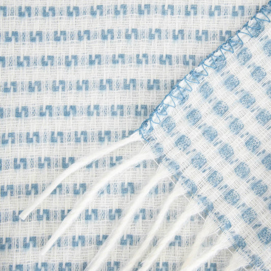SORBO Blanket with Fringe and Structured Blue Pattern 150x200cm