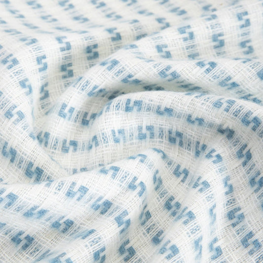 SORBO Blanket with Fringe and Structured Blue Pattern 150x200cm