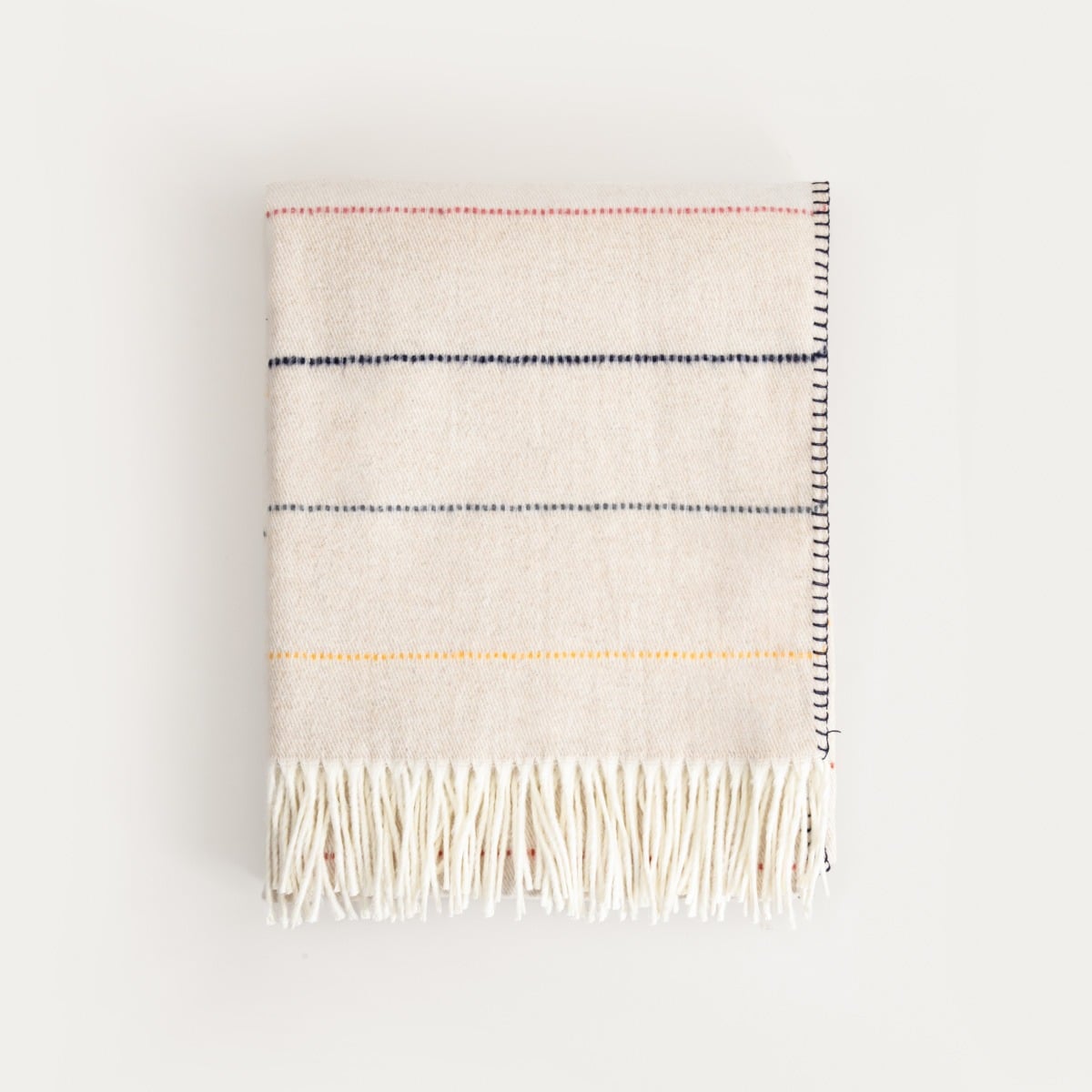 Koc TILBE Blanket with Colorful Stitching and Decorative Fringes 150x200cm