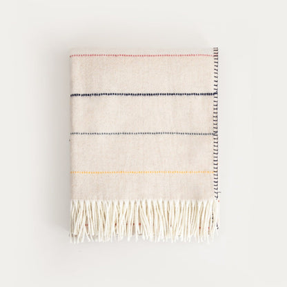 Koc TILBE Blanket with Colorful Stitching and Decorative Fringes 150x200cm