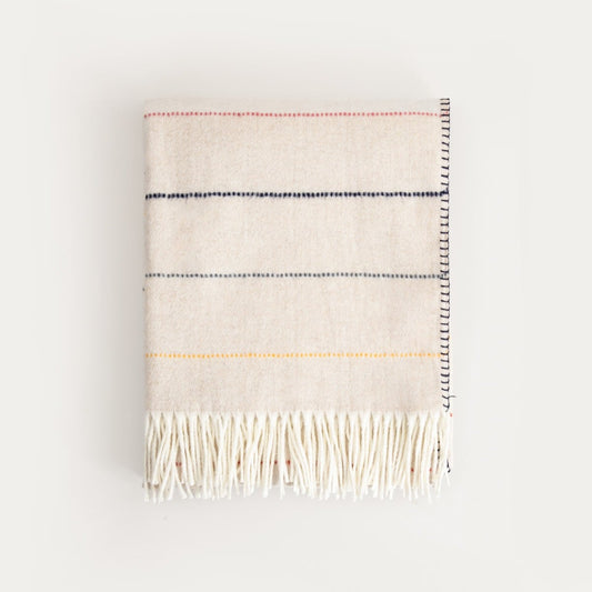 Koc TILBE Blanket with Colorful Stitching and Decorative Fringes 150x200cm