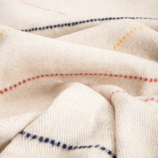 Koc TILBE Blanket with Colorful Stitching and Decorative Fringes 150x200cm