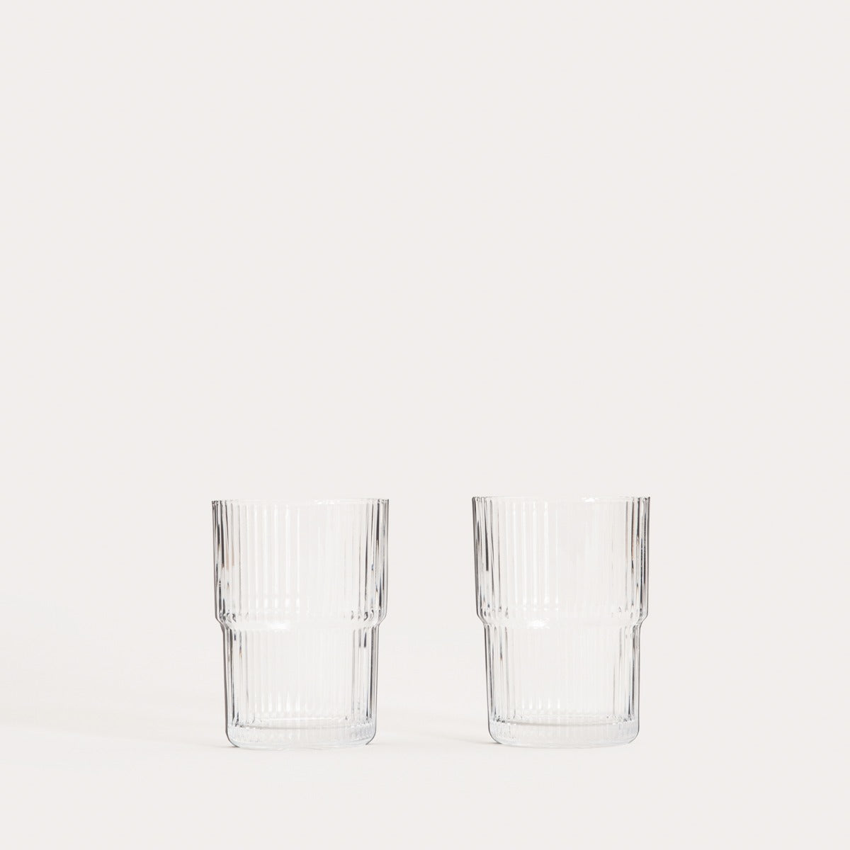 LYNNASO Fluted Glass Set, 2 pcs, 0.43L Stackable Design
