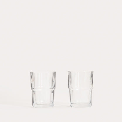 LYNNASO Fluted Glass Set, 2 pcs, 0.43L Stackable Design