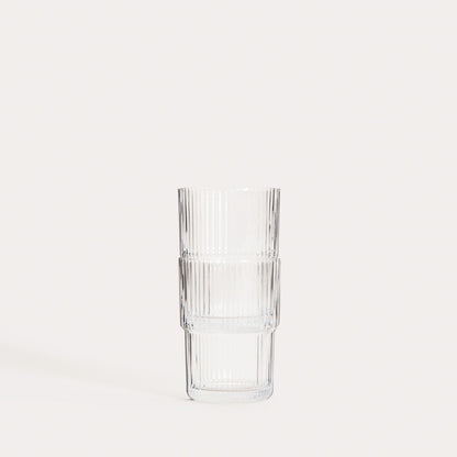 LYNNASO Fluted Glass Set, 2 pcs, 0.43L Stackable Design