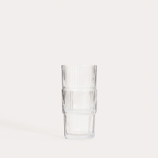 LYNNASO Fluted Glass Set, 2 pcs, 0.43L Stackable Design