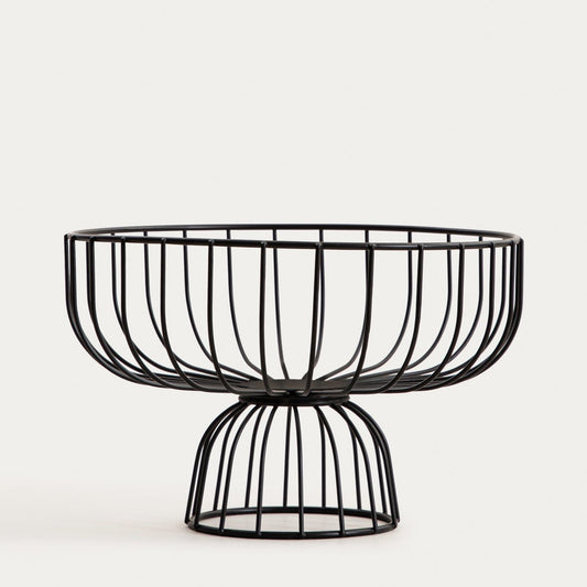 WARDON Low Leg Basket - 30x20x20 cm Black Metal Storage