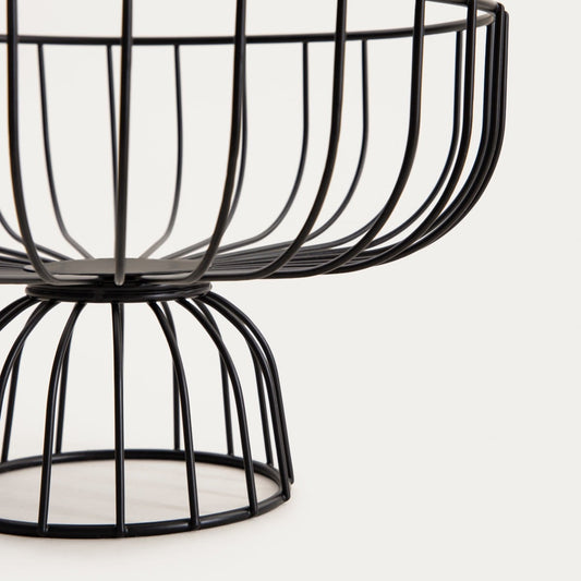 WARDON Low Leg Basket - 30x20x20 cm Black Metal Storage