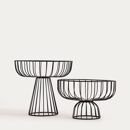 WARDON Low Leg Basket - 30x20x20 cm Black Metal Storage