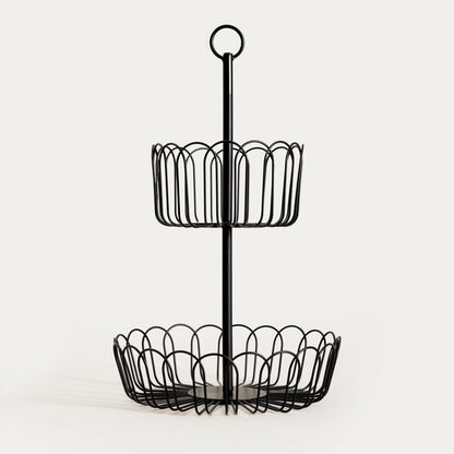 WARDON Two-Storey Kitchen Basket 28x47 cm Black
