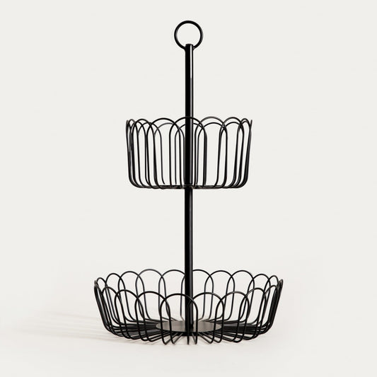 WARDON Two-Storey Kitchen Basket 28x47 cm Black