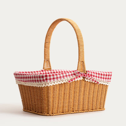 PERLOTTE Checkered Shopping Basket 38x26x20 cm