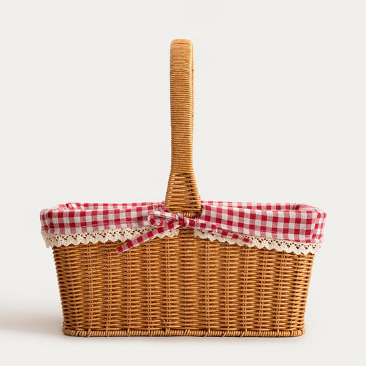 PERLOTTE Checkered Shopping Basket 38x26x20 cm