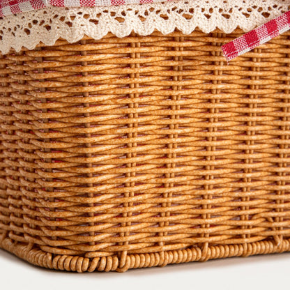 PERLOTTE Checkered Shopping Basket 38x26x20 cm