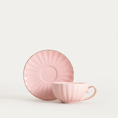 Cup MINA Pink Ceramic Espresso Cup with Saucer 0.15L