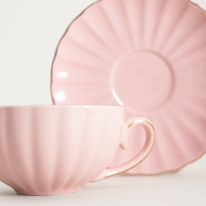 Cup MINA Pink Ceramic Espresso Cup with Saucer 0.15L