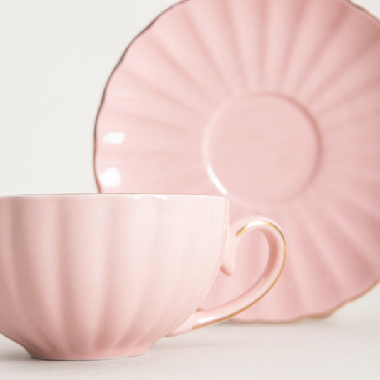 Cup MINA Pink Ceramic Espresso Cup with Saucer 0.15L