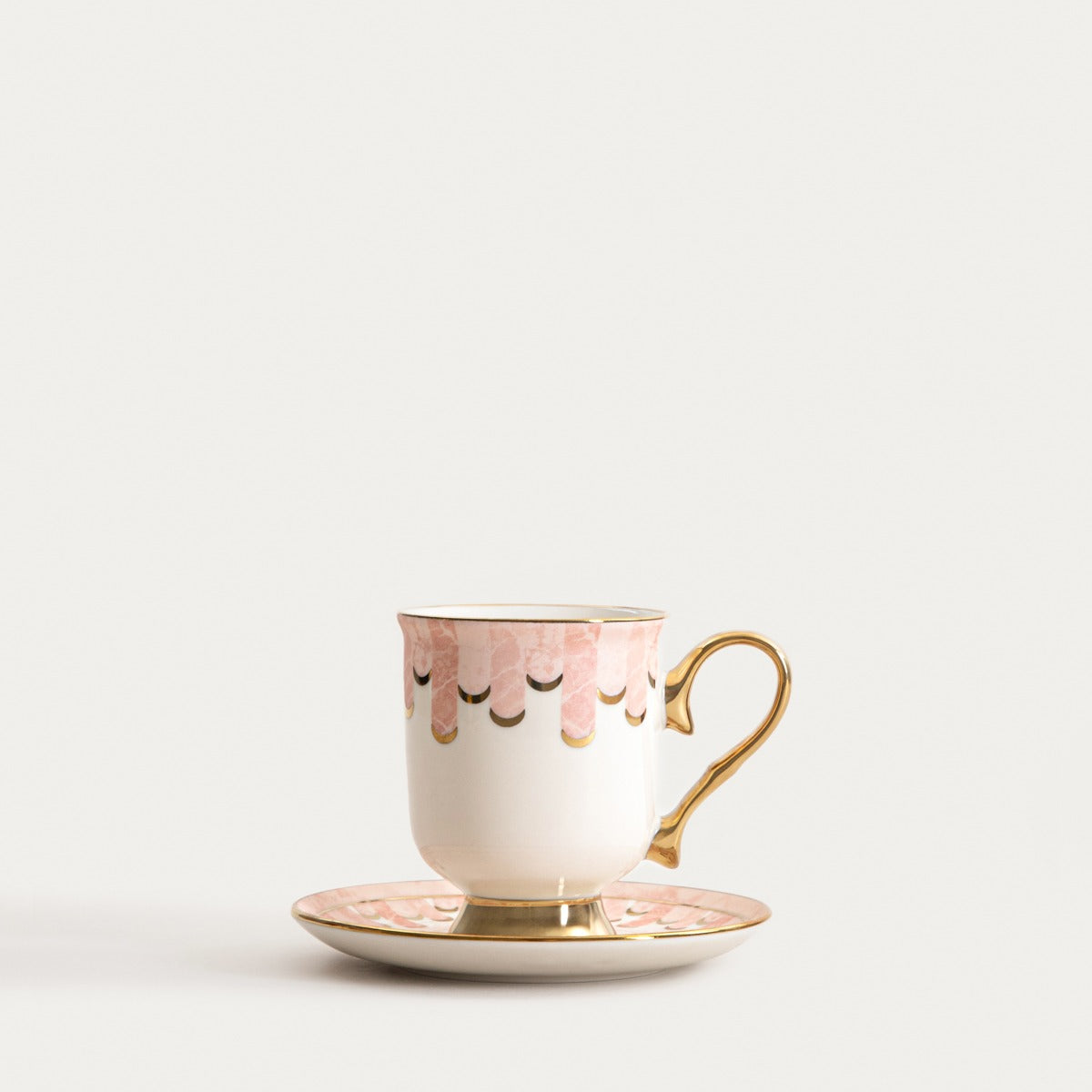 RUMA Ceramic Mug with Golden Handle 0.2L Porcelain