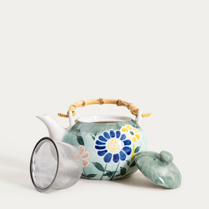 LIMITE Green Floral Tea Set - 3 Piece Ceramic Jug Set