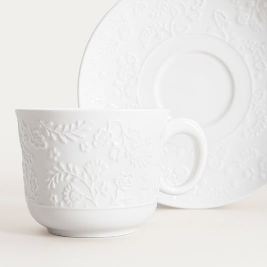 BENO White Ceramic Cup 0.15L with Saucer