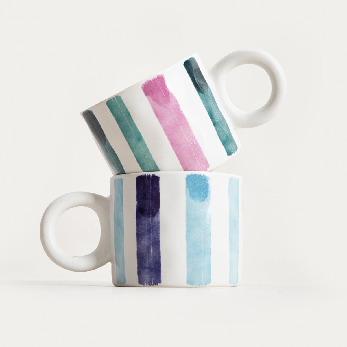 TERNA Ceramic Mug with Coloured Stripes - 0.35L