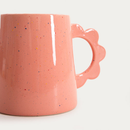 PELMA Pink Ceramic Mug with Flower-Shaped Handle 0.4L