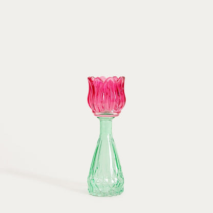 DALY Glass Flower Candle Holder for Tealight Candles