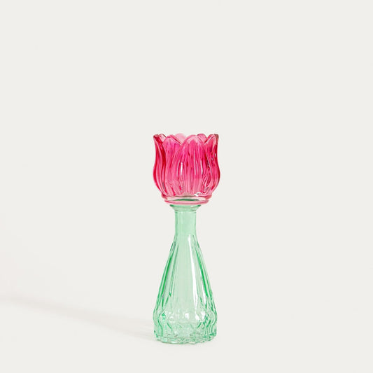 DALY Glass Flower Candle Holder for Tealight Candles