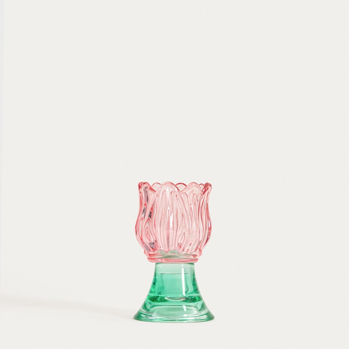 DALY Glass Flower Low Candle Holder 10 cm